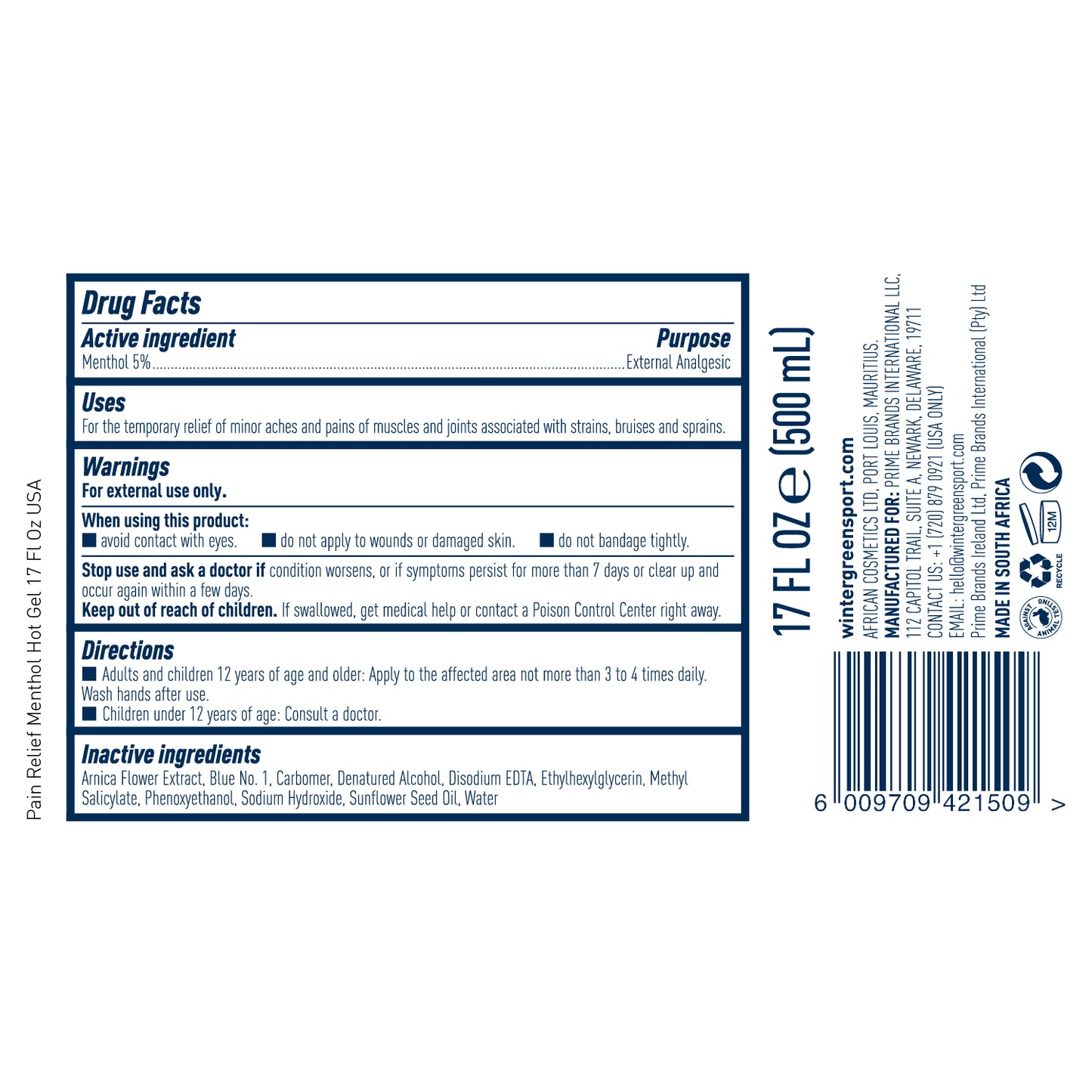 Muscle Relief Menthol Hot Gel